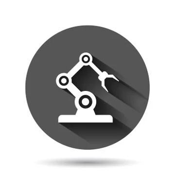 Robot arm icon in flat style. Mechanic manipulator vector illustration on bla Illustrazione stock