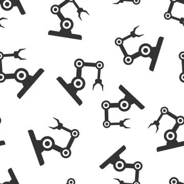 Robot arm icon in flat style. Mechanic manipulator vector illustration on whi Illustrazione stock