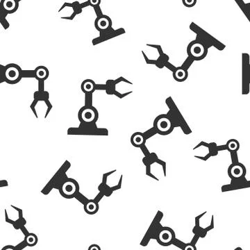 Robot arm icon in flat style. Mechanic manipulator vector illustration on whi Illustrazione stock