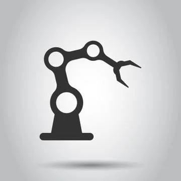 Robot arm icon in flat style. Mechanic manipulator vector illustration on whi Illustrazione stock