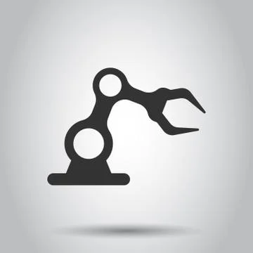 Robot arm icon in flat style. Mechanic manipulator vector illustration on whi Illustrazione stock