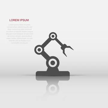 Robot arm icon in flat style. Mechanic manipulator vector illustration on w.. Illustrazione stock