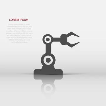 Robot arm icon in flat style. Mechanic manipulator vector illustration on w.. Illustrazione stock