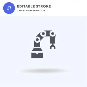 Robot Arm icon vector, filled flat sign, solid pictogram isolated on white, logo Illustrazione stock