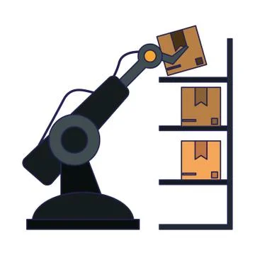 Robot arm loading box Stock Illustration