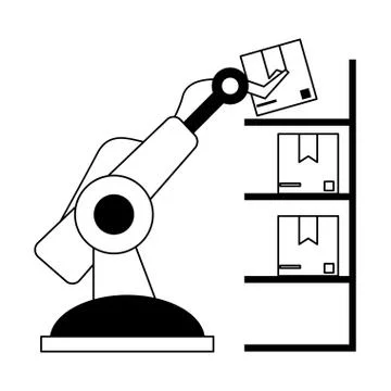 Robot arm loading box Stock Illustration