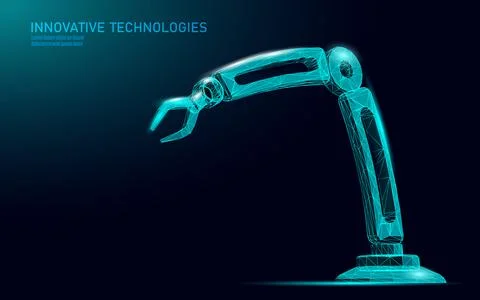 Robot arm low poly manipulator. Part construct assembly triangle shape Stock Illustration