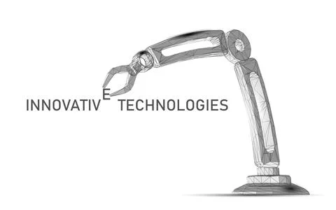 Robot arm low poly manipulator. Part construct assembly triangle shape Illustrazione stock