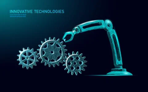 Robot arm low poly manipulator. Part construct assembly triangle shape 스톡 일러스트