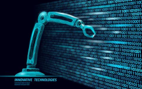 Robot arm low poly manipulator. Part construct assembly triangle shape Stock Illustration