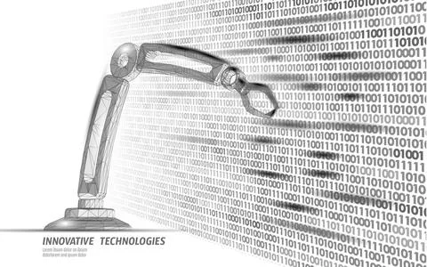 Robot arm low poly manipulator. Part construct assembly triangle shape Stock Illustration