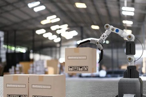 Robot arm Object for manufacturing industry technology Product export and imp Stock Photos