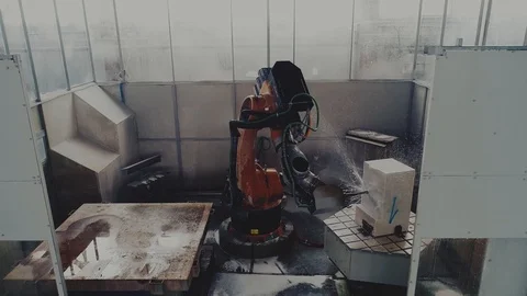 The Robot Arm Performs Work at the Plant Video stock 106452830