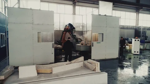 The Robot Arm Performs Work at the Plant Video stock 106452899