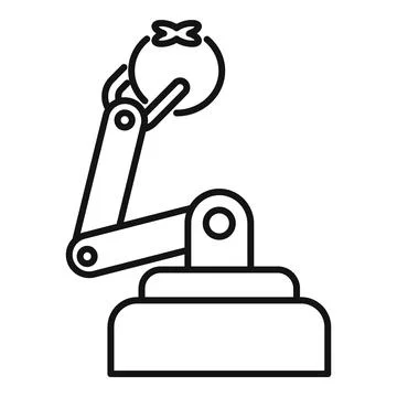 Robot arm picking tomato symbolizing agricultural automation Stock Illustration
