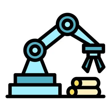 Robot arm production icon vector flat Illustrazione stock