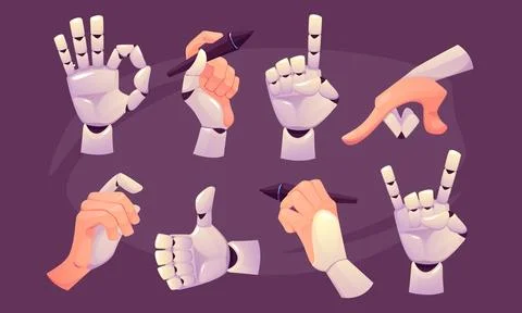 Robot arm. Prosthetic hand. Android part for handicapped. Cyborg AI technol.. Stock Illustration