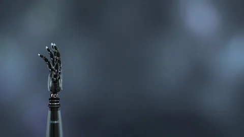 Robot arm on stormy sky Video stock 110718500