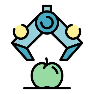 Robot arm take apple icon color outline vector Stock Illustration