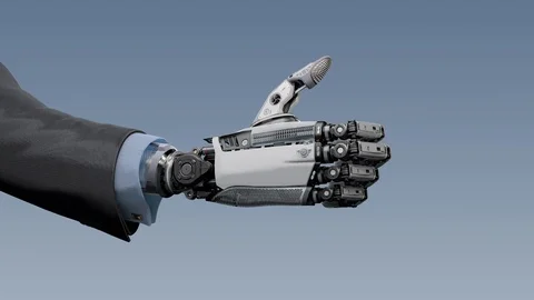 Robot Arm Thumbs Up Gesture Stock Footage 95874542