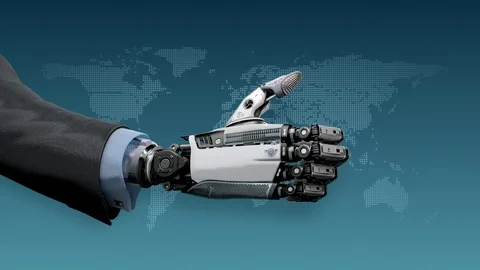 Robot Arm Thumbs Up Gesture Video stock 95874786
