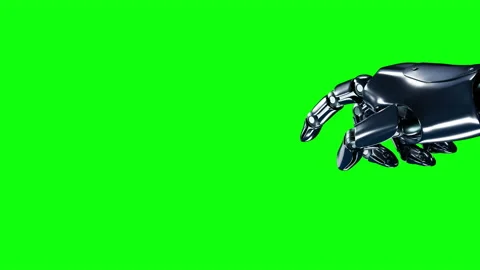 Robot Arm Touch the Screen Close-up 3d Animation Alpha Mask Z-Depth. Metal Stock-Footage 220783560