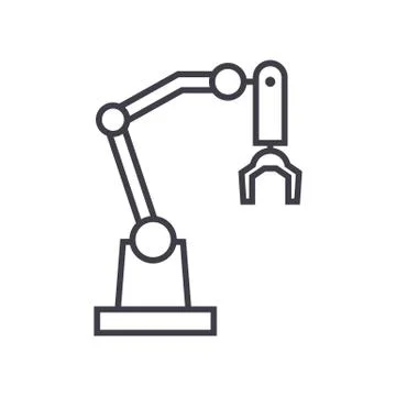 Robot arm vector line icon, sign, illustration on background, editable strokes Stock Illustration