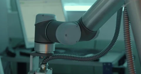 Robot arm works in laboratory Stock Footage 232907926