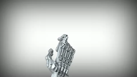 The robot arm works with touch screen. Stock Footage 11242157