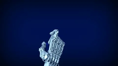 The robot arm works with touch screen Stock Footage 11357509