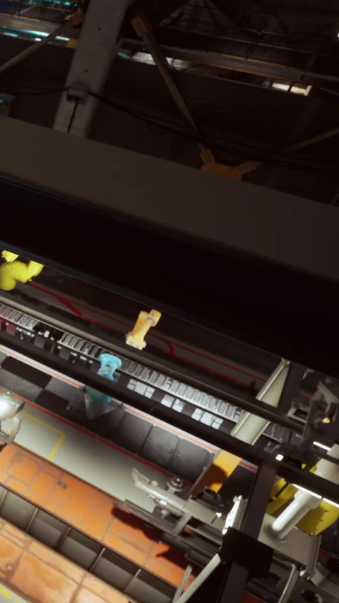Robot arms perform tasks on a factory line in an industrial setting Stock Footage 342130513