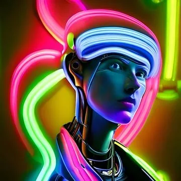 Robot art concept robot with beautiful human face cyborg futuristic artificial イラスト素材