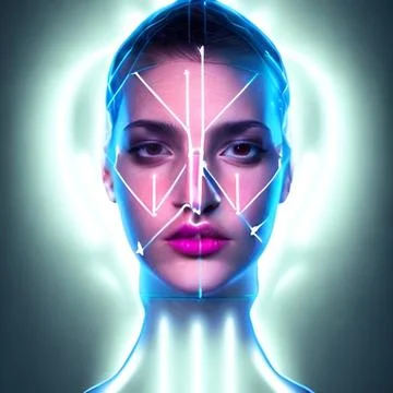 Robot art concept robot with beautiful human face cyborg futuristic artificial Stock Illustration