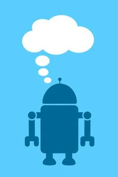 Robot with Artificial intelligence. Automatic cybernetic device is thinking a Stock Illustration