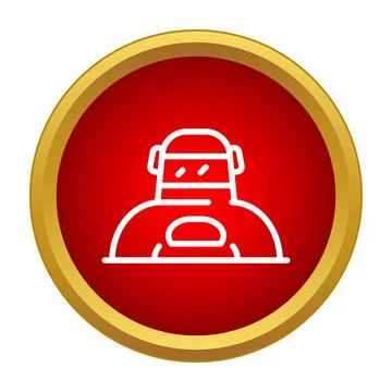 Robot artificial intelligence bot on red circle icon Illustrazione stock