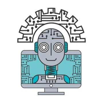 Robot artificial intelligence computer gear enginner Stock Illustration
