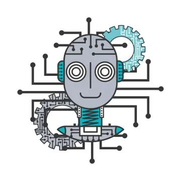 Robot artificial intelligence gears technology futuristic innovation Stock Illustration