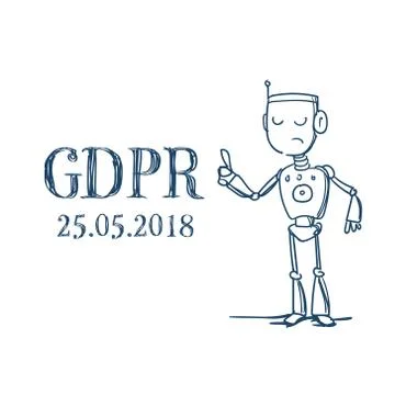 Robot Artificial Intelligence General Data Protection Regulation GDPR server 스톡 일러스트