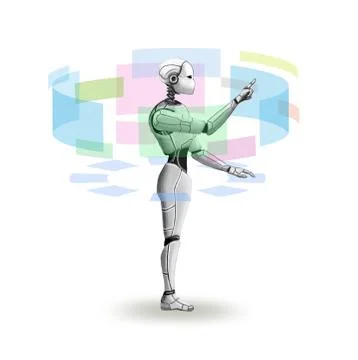 Robot with artificial intelligence Stock Illustration