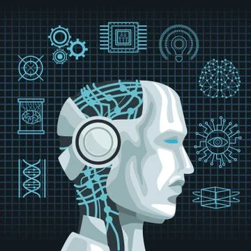Robot artificial intelligence Illustrazione stock