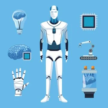 Robot with artificial intelligence Stock Illustration