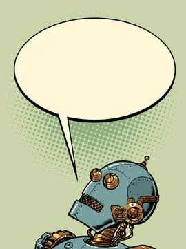 The robot asks a question or answers. Artificial intelligence dialogue with Stock Illustration