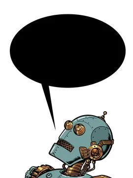 The robot asks a question or answers. Artificial intelligence dialogue with Stock Illustration