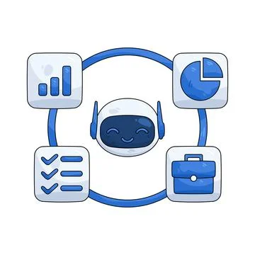 Robot assistant for business analytics Ilustração Stock