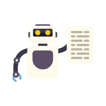 Robot assistant displaying document and providing information Stock Illustration