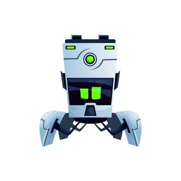 Robot assistant on grabs isolated android helper Stock Illustration