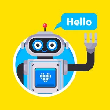 Robot assistant greets the user. Stock Illustration