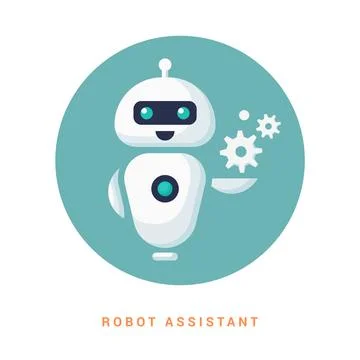 Robot assistant icon on line style. Android human assistant. Stock Illustration