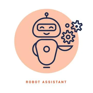 Robot assistant icon on line style. Android human assistant. Stock Illustration