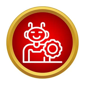 Robot assistant icon representing automation and settings Illustrazione stock